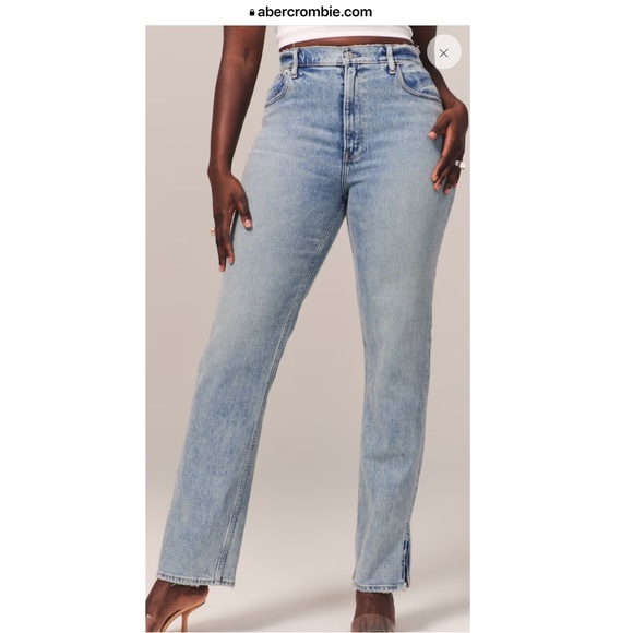 Abercrombie & Fitch- Curve Love Ultra High Rise Straight Jean w/ Vent Hem. - 34 - Picture 3 of 5